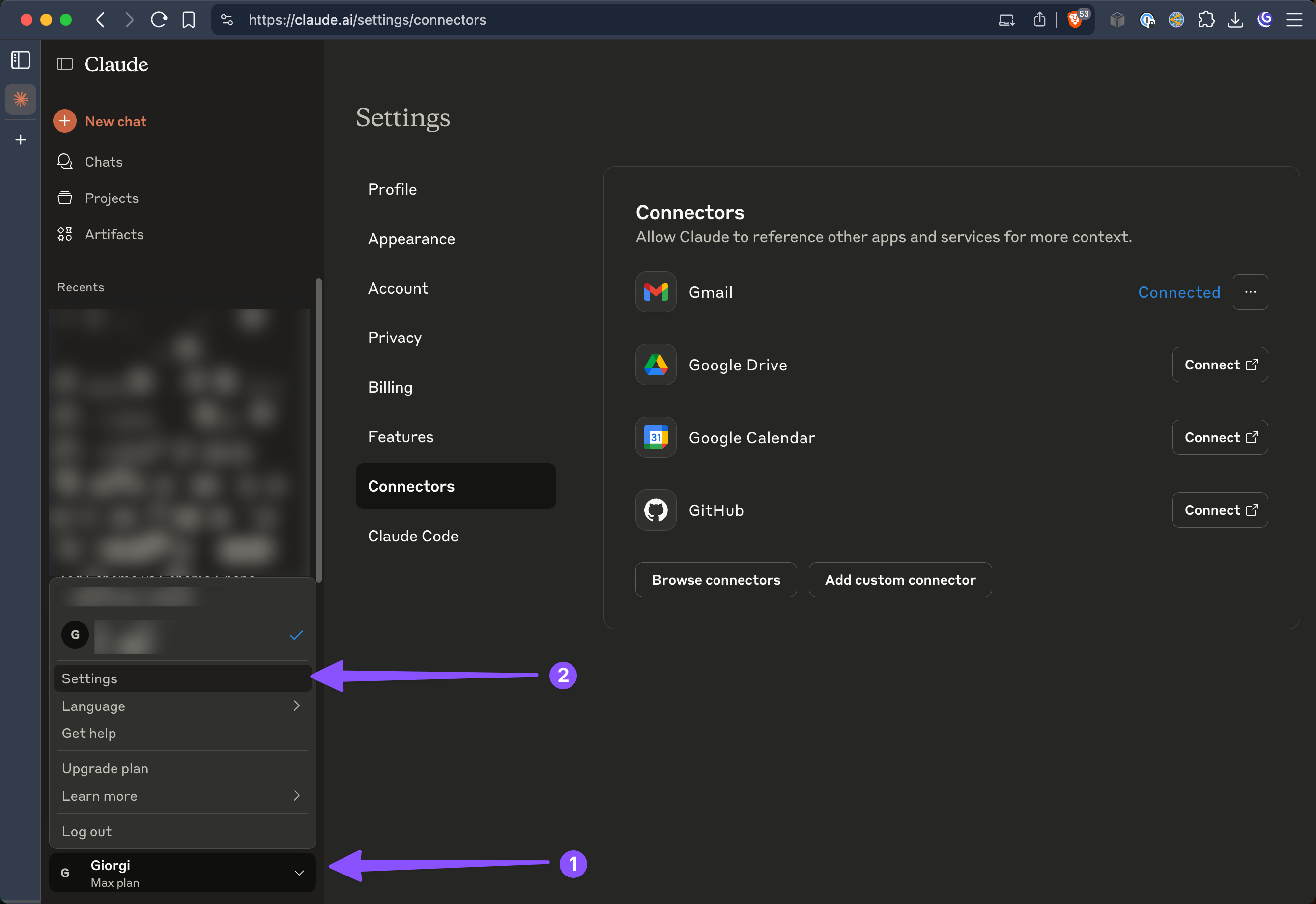 Navigate to profile menu in bottom-left corner and click Settings