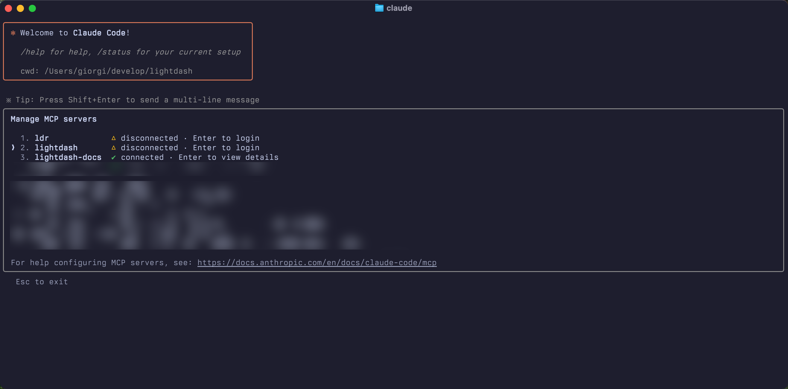 Navigate to Lightdash using arrow keys