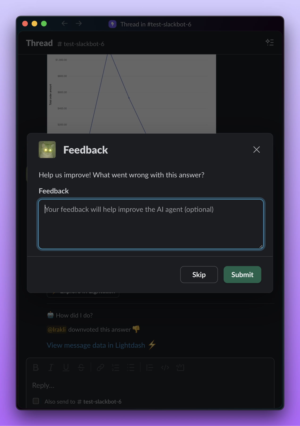 Feedback interface in Slack