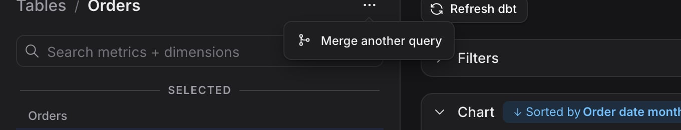 The query options menu with the Merge another query item