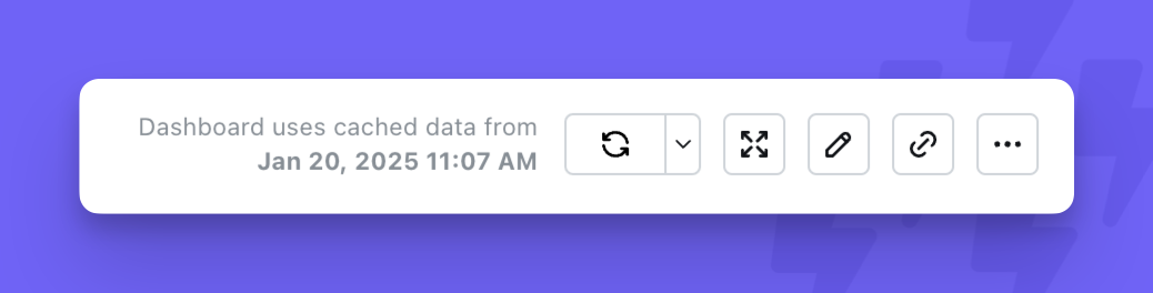 Dashboard header reading "Dashboard uses cached data from Jan 20, 2025 11:07 AM" beside a refresh button