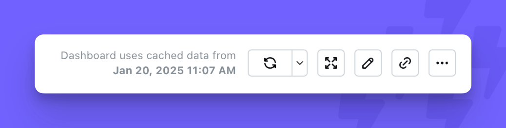 Dashboard header reading "Dashboard uses cached data from Jan 20, 2025 11:07 AM" beside a refresh button