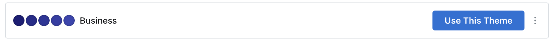 A saved color palette with its "Use this theme" button, marking it the default for the current mode