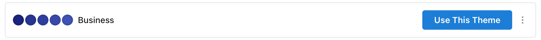A saved color palette with its "Use this theme" button, marking it the default for the current mode