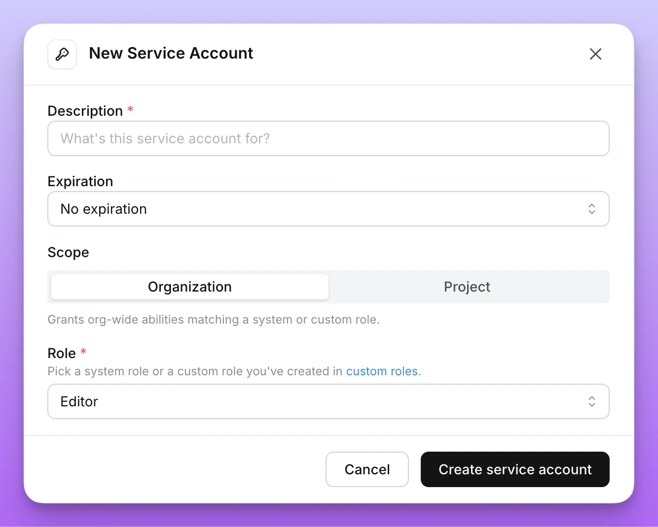 New Service Account