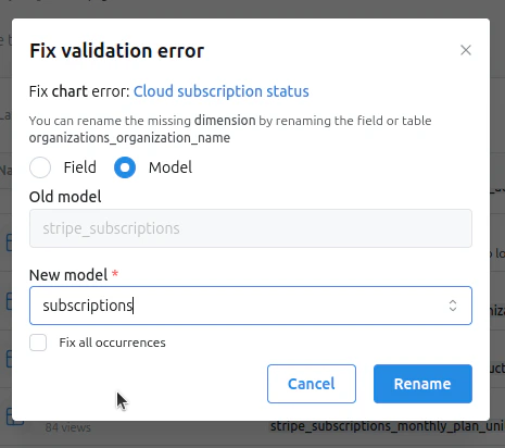rename modal