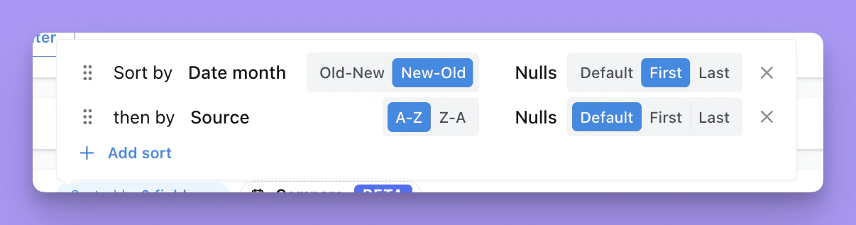 Sort Null Values Pn
