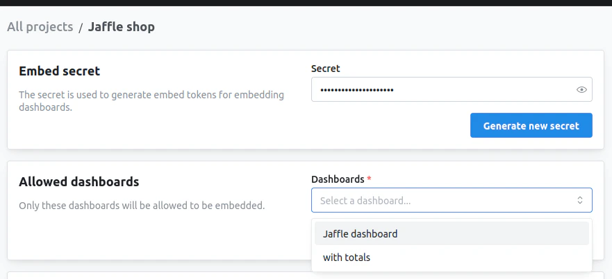 Add allowed dashboards