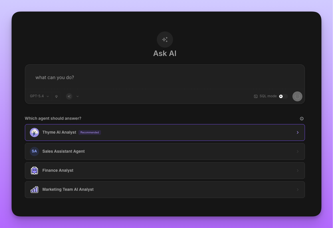 Picker showing candidate agents