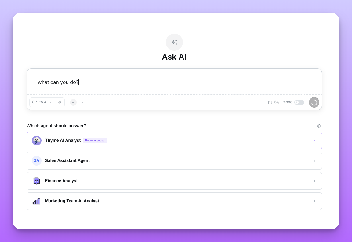 Picker showing candidate agents
