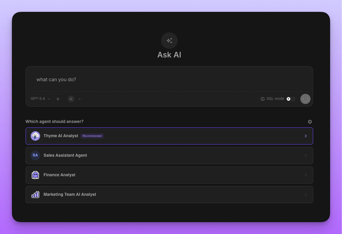 Picker showing candidate agents