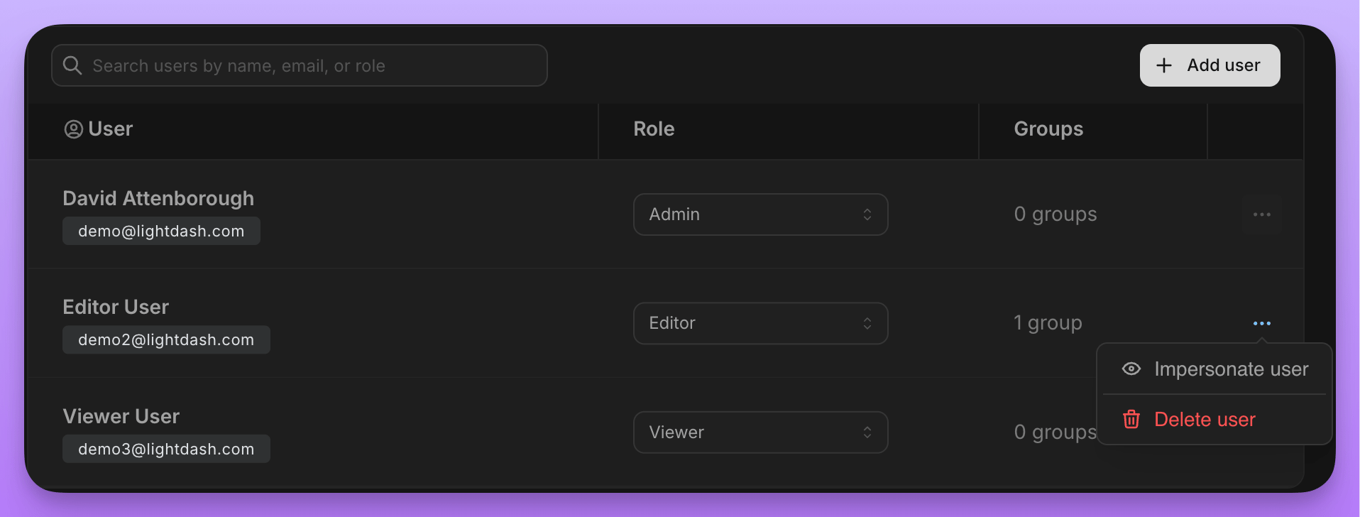 Start impersonating a user