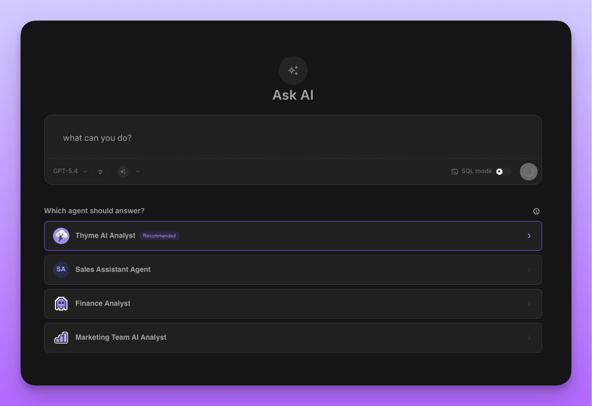 Picker showing candidate agents