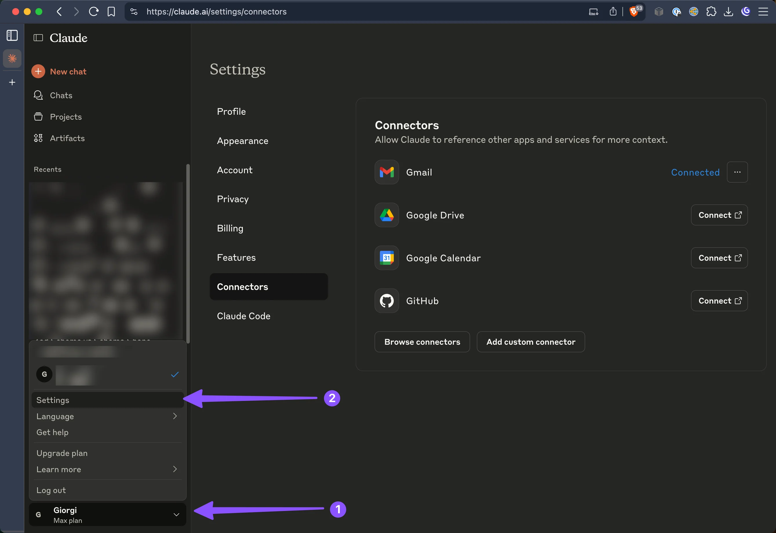 Navigate to profile menu in bottom-left corner and click Settings