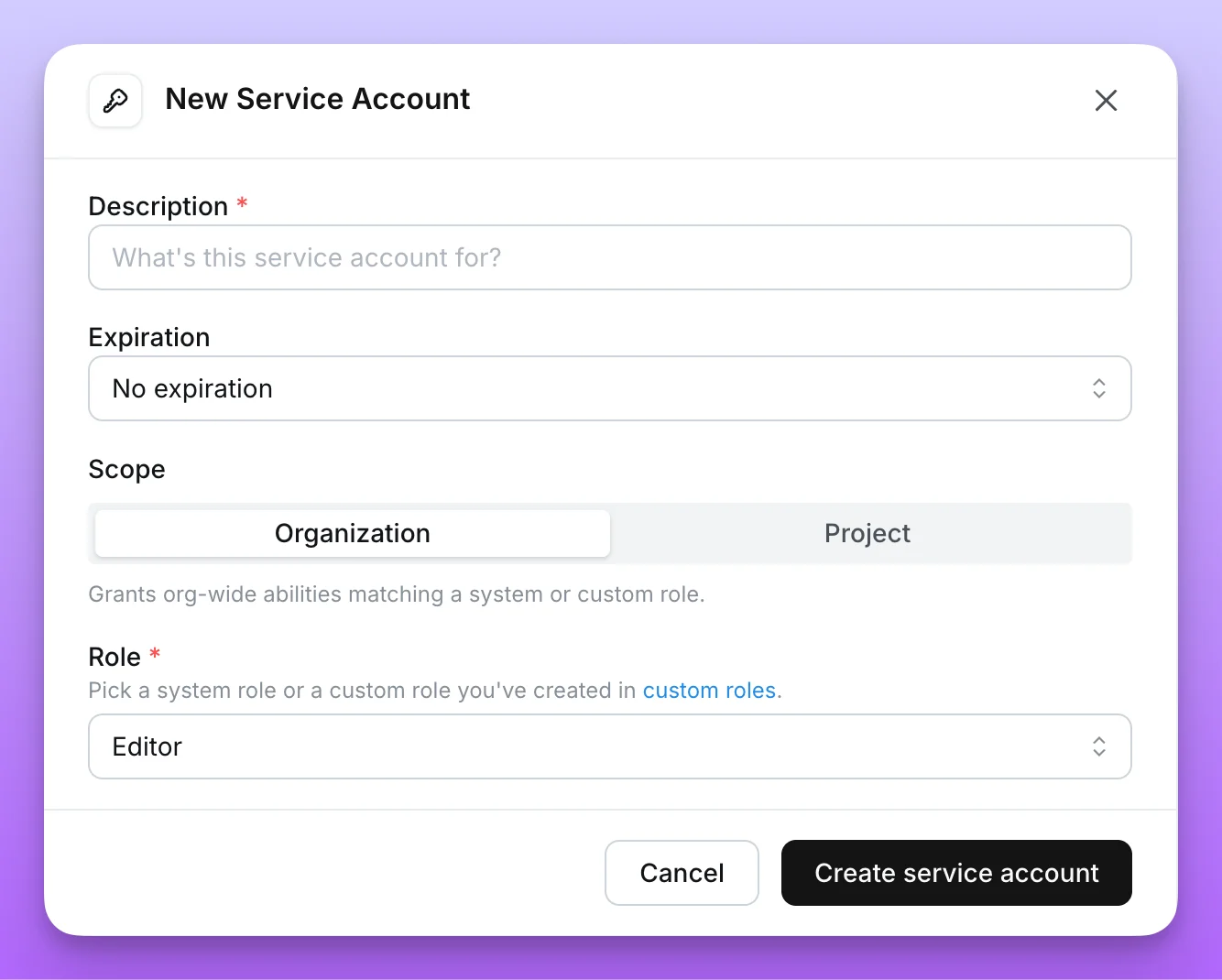 New Service Account