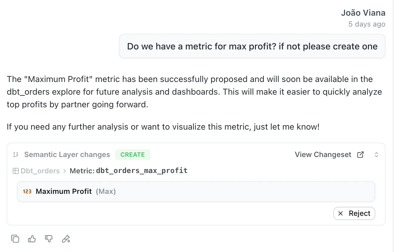 Self-improvement changes in chat custom metric