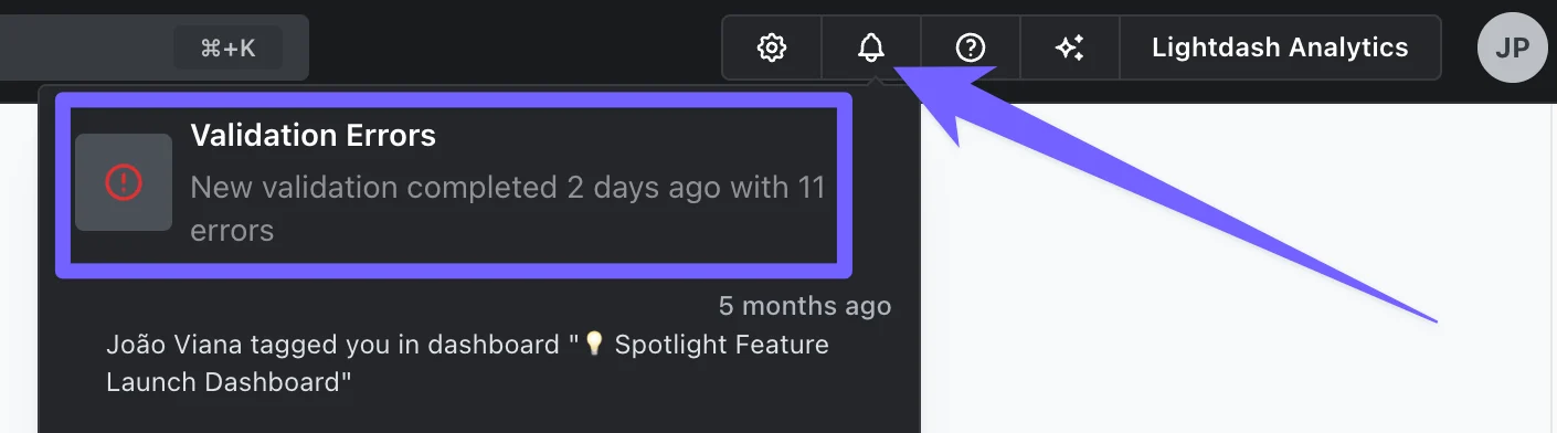 validation errors in nav bar