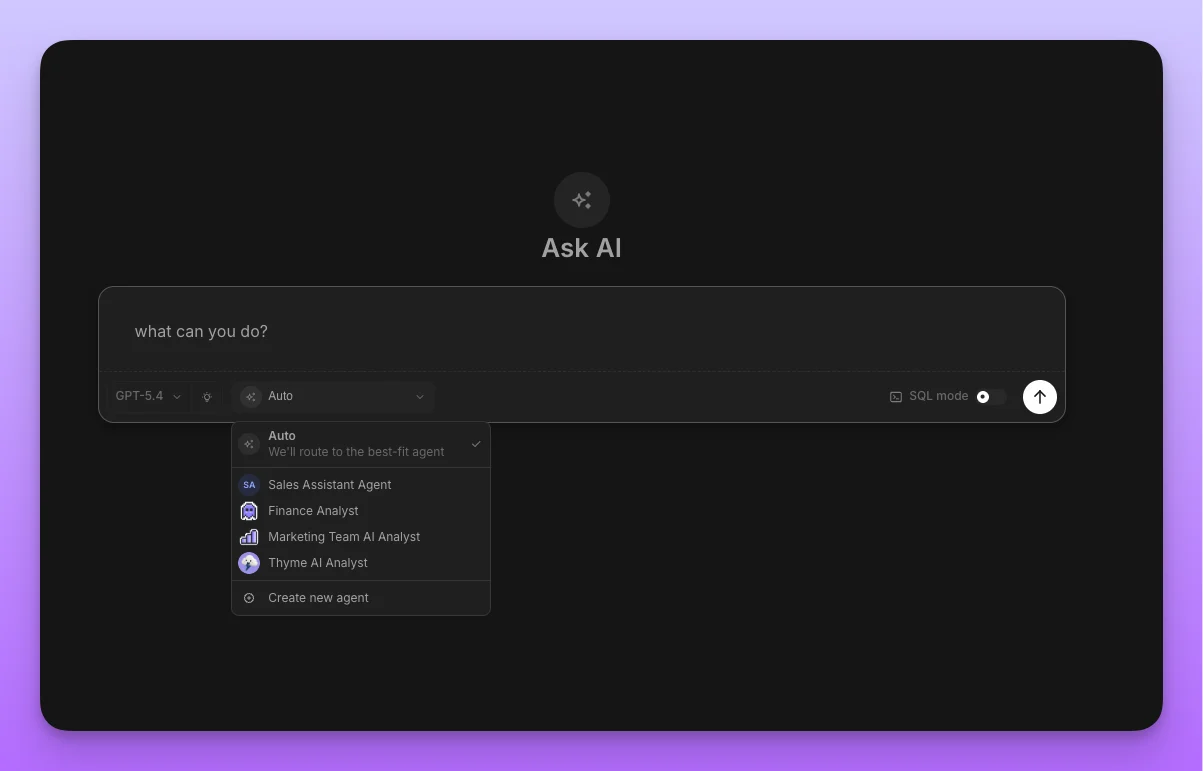 Auto option in the agent selector