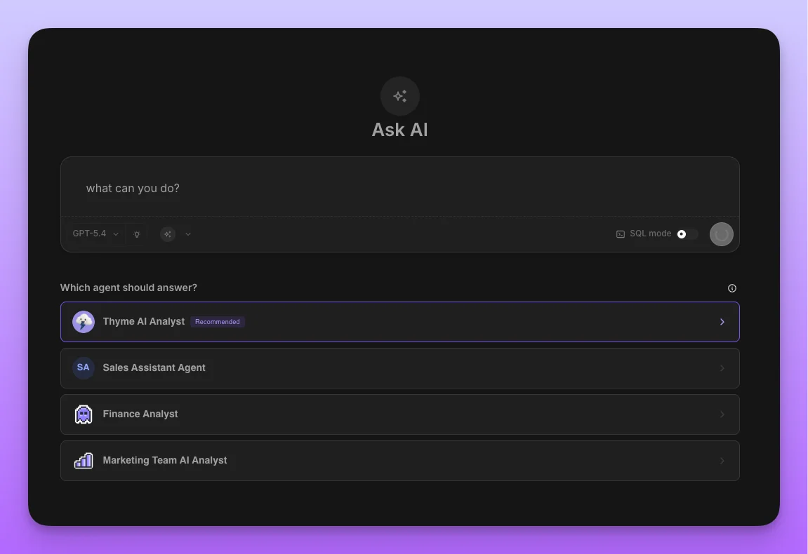 Picker showing candidate agents