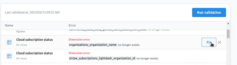 rename fix button