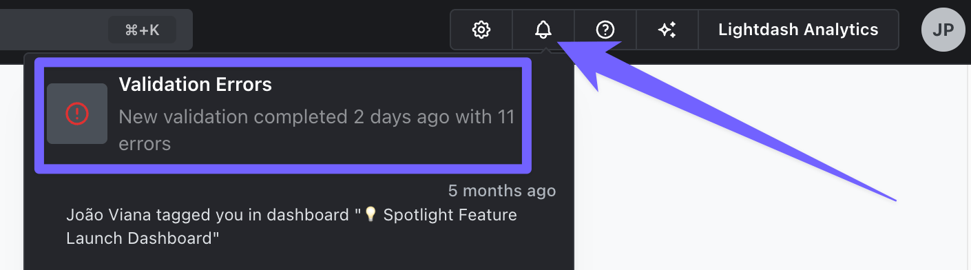 validation errors in nav bar