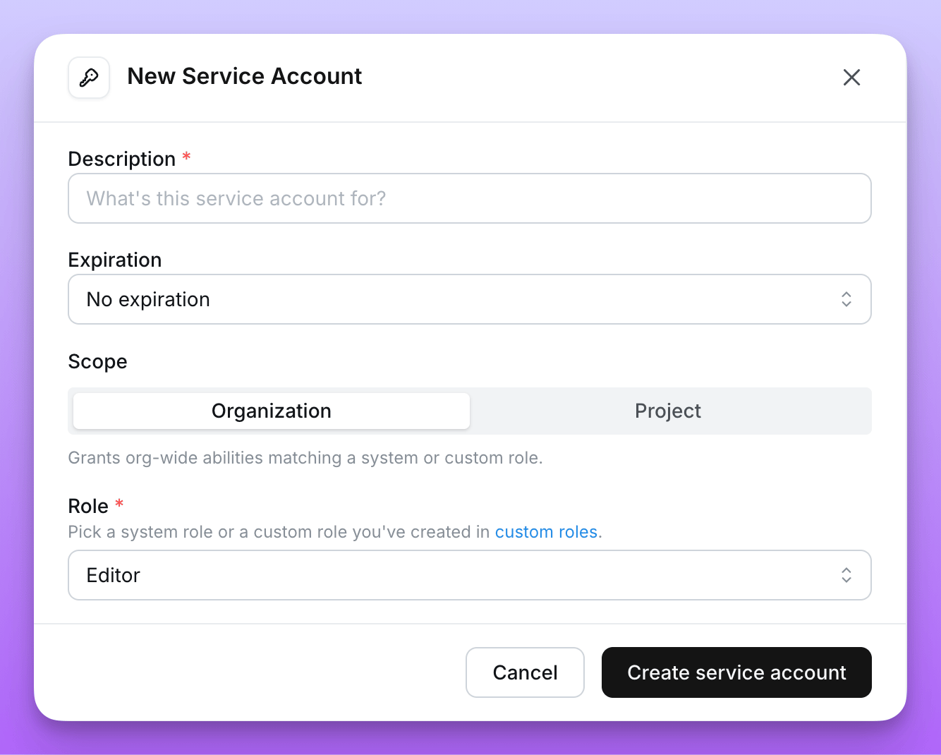 New Service Account