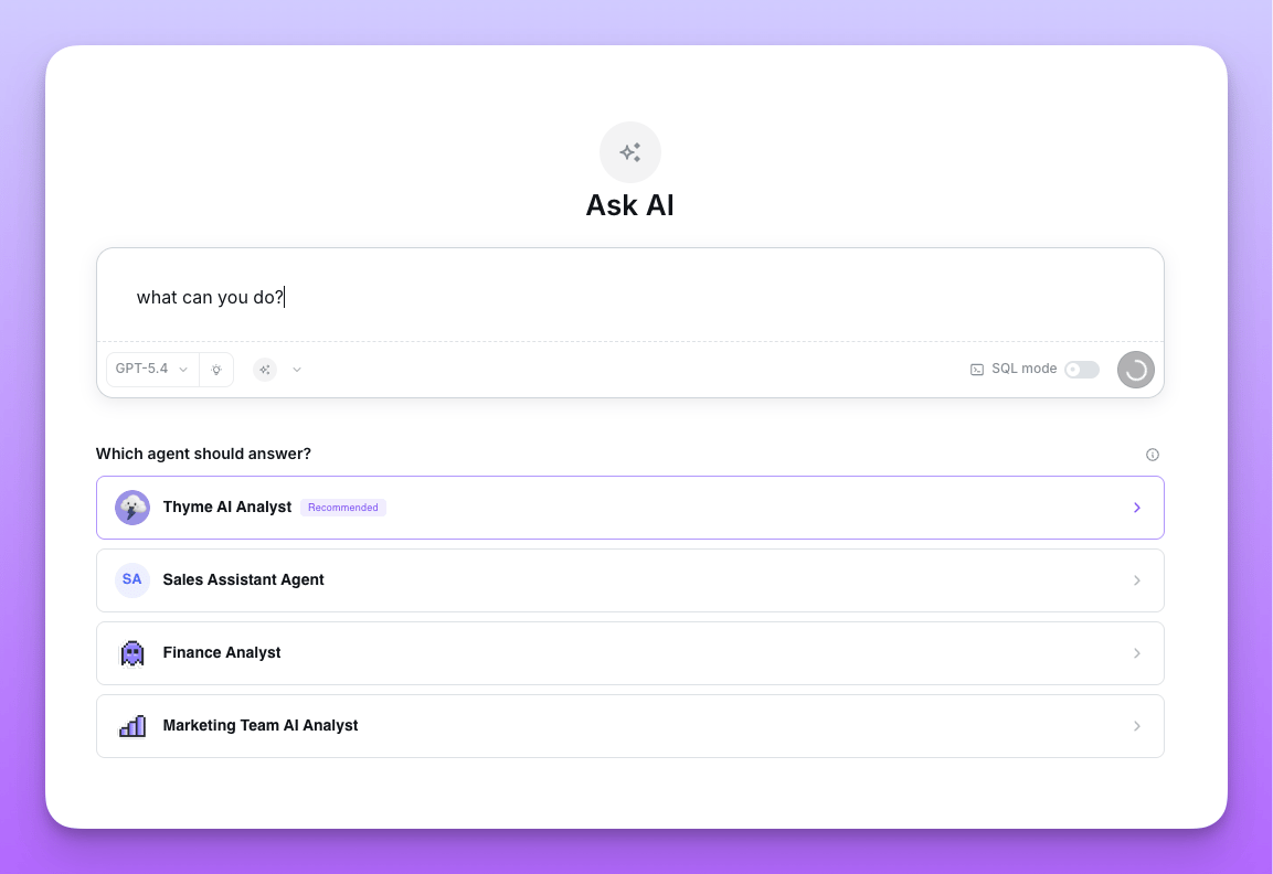 Picker showing candidate agents