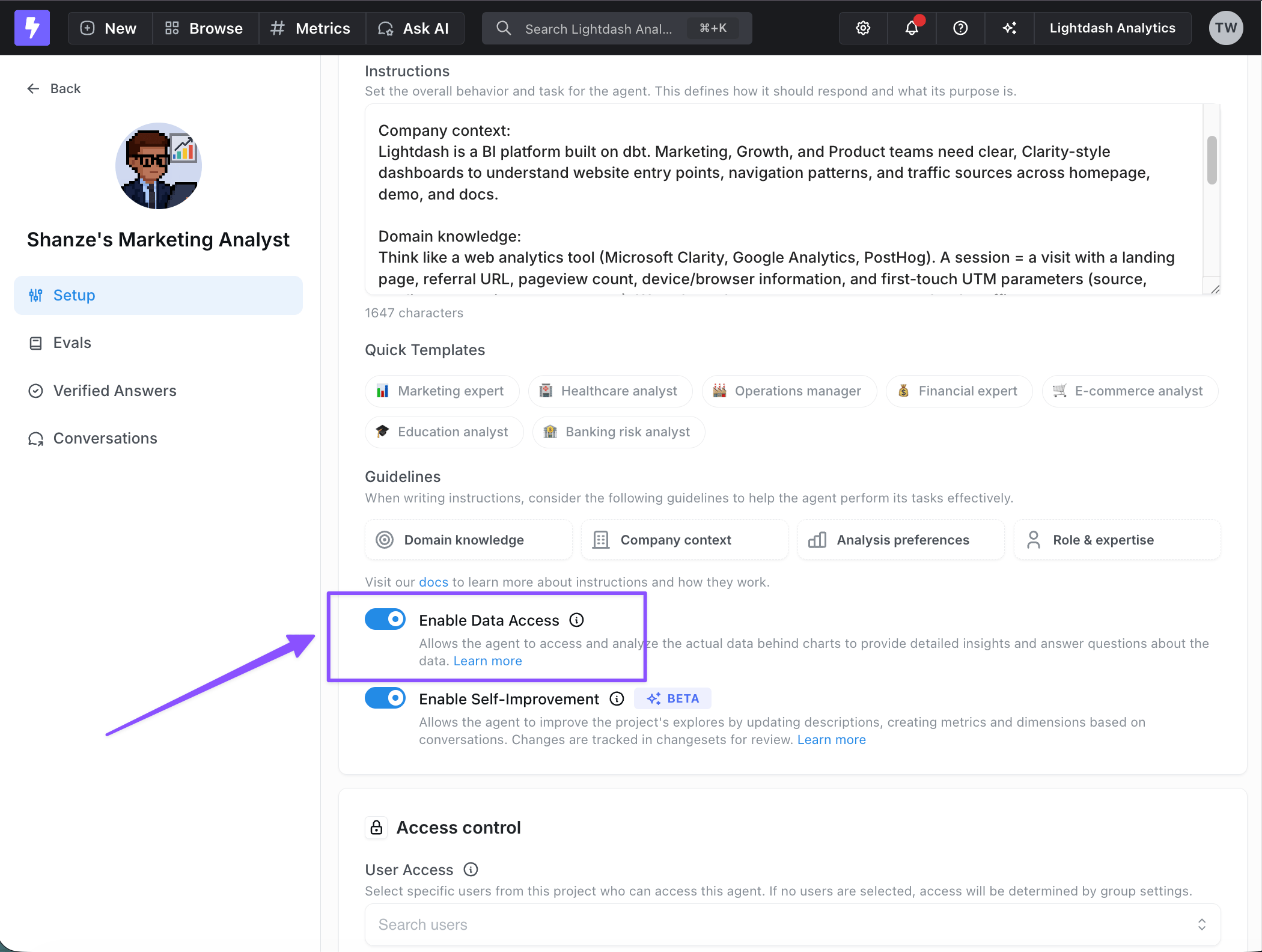 How to enable data access for AI agents