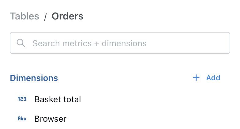 Example image showing orders table in Lightdash