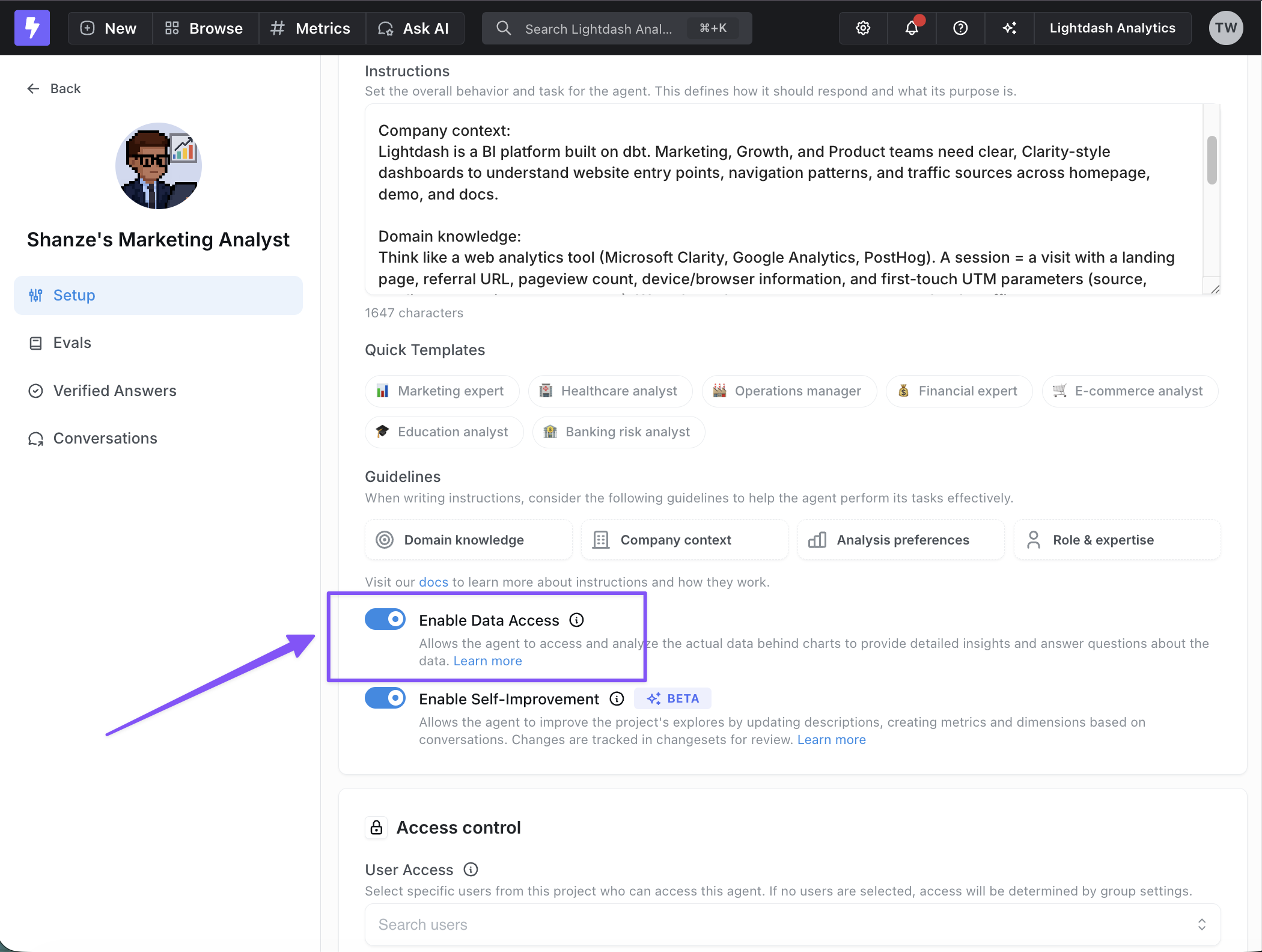 How to enable data access for AI agents