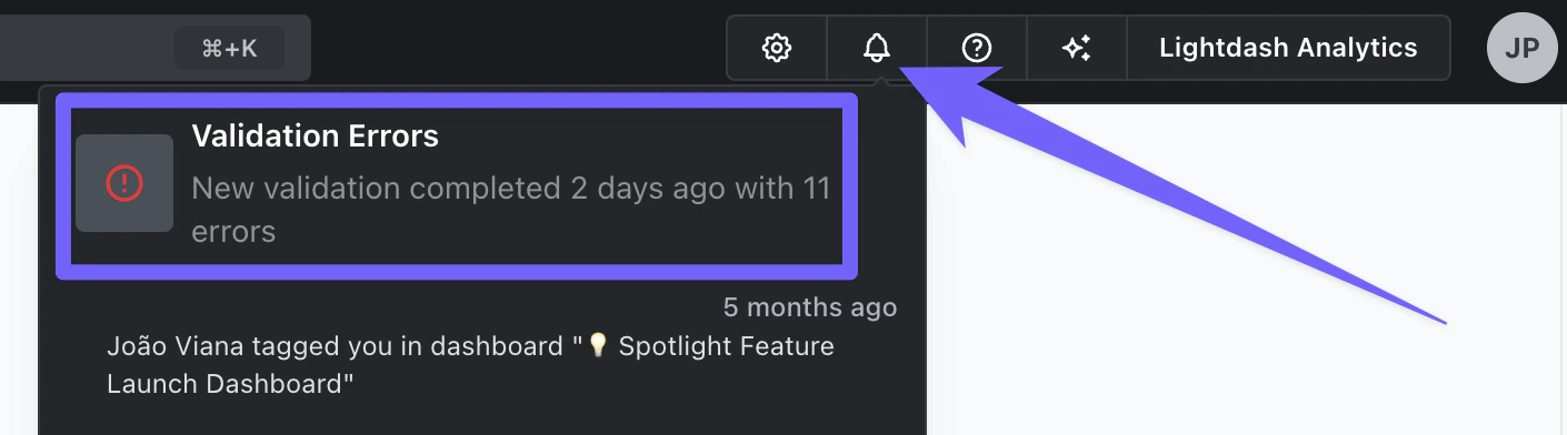validation errors in nav bar