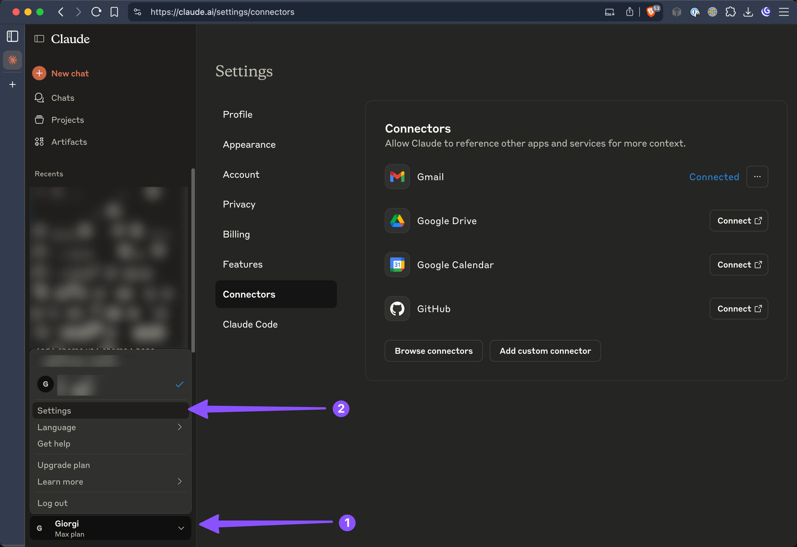 Navigate to profile menu in bottom-left corner and click Settings