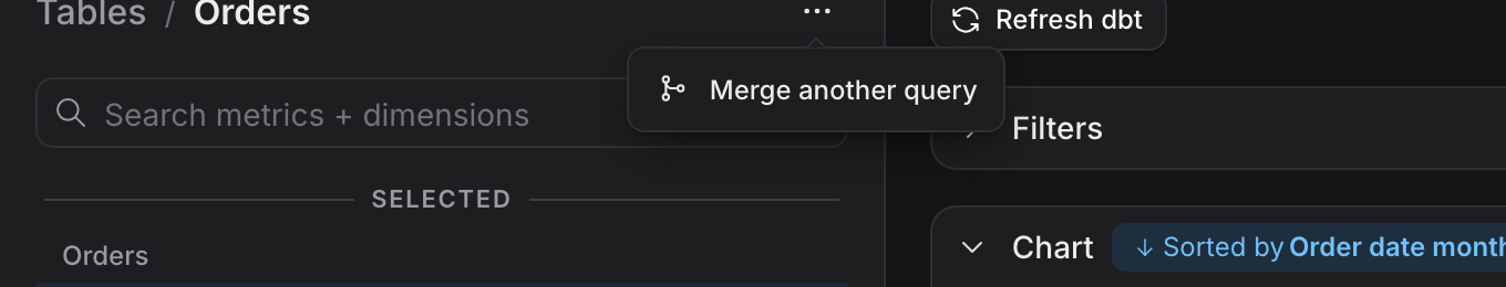The query options menu with the Merge another query item