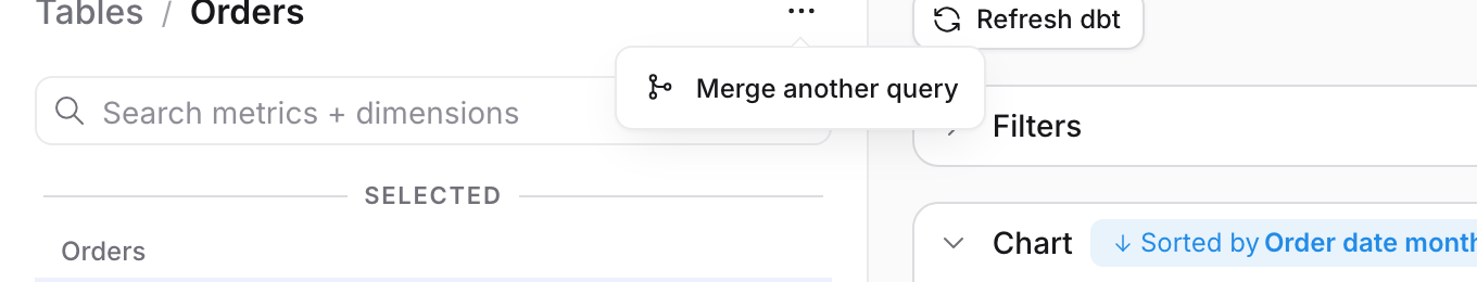 The query options menu with the Merge another query item
