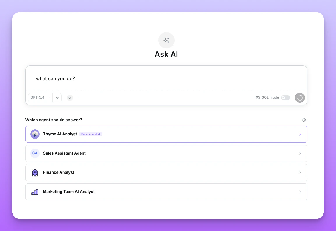 Picker showing candidate agents