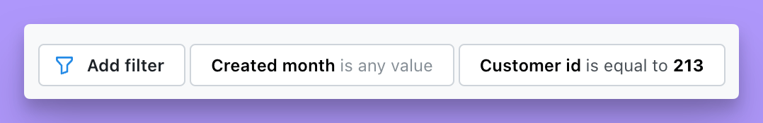 A saved dashboard filter as viewers see it