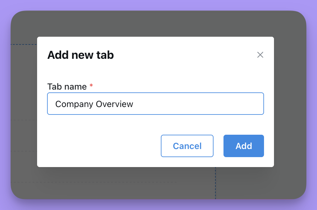 Naming a new dashboard tab
