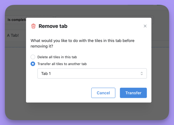 Choosing a destination tab when removing a tab that has content