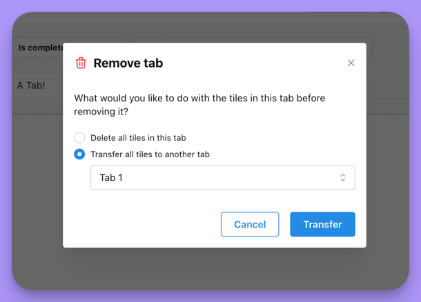Choosing a destination tab when removing a tab that has content