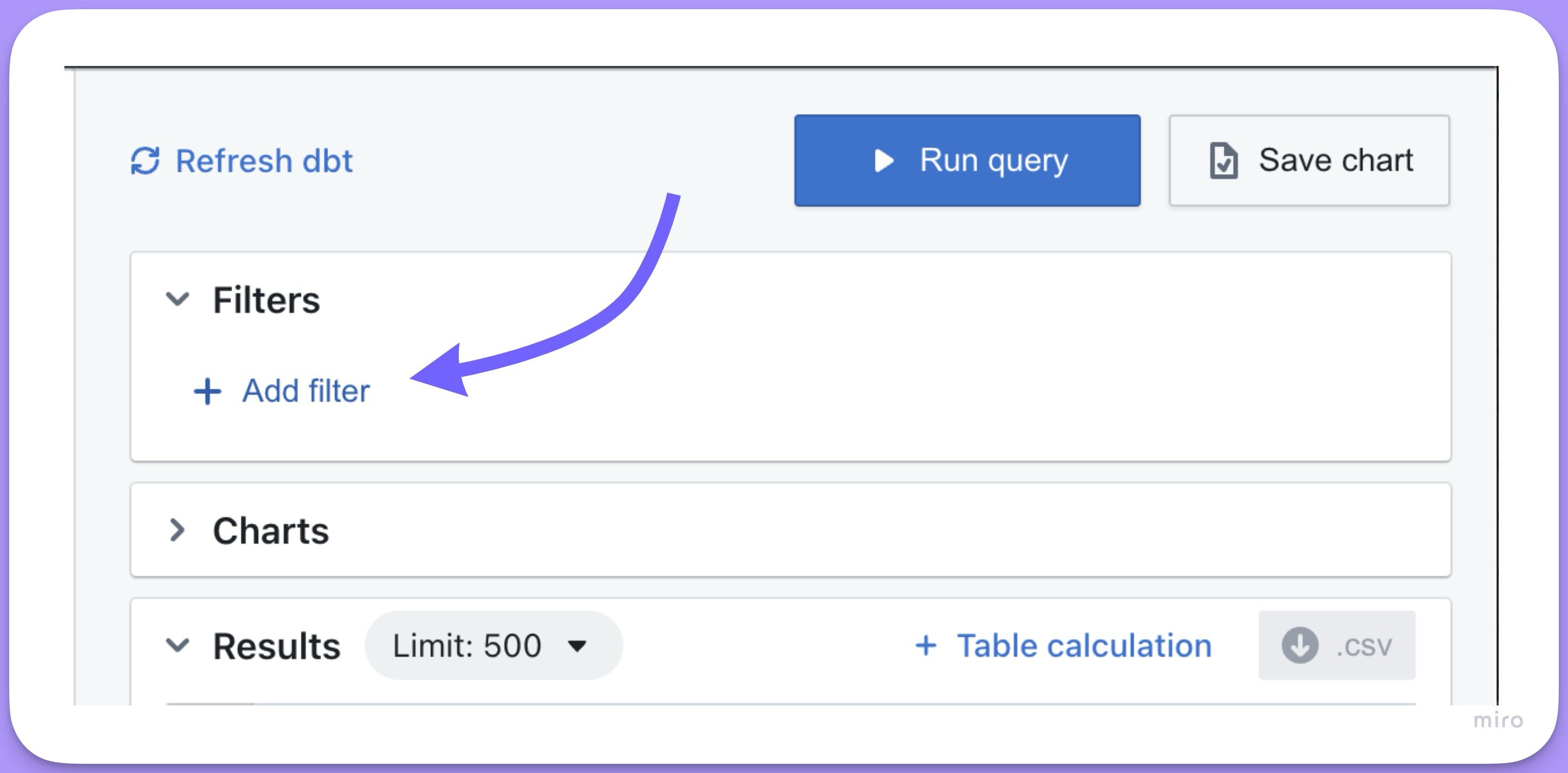 Adding a filter from the Filters tab in the Explore view
