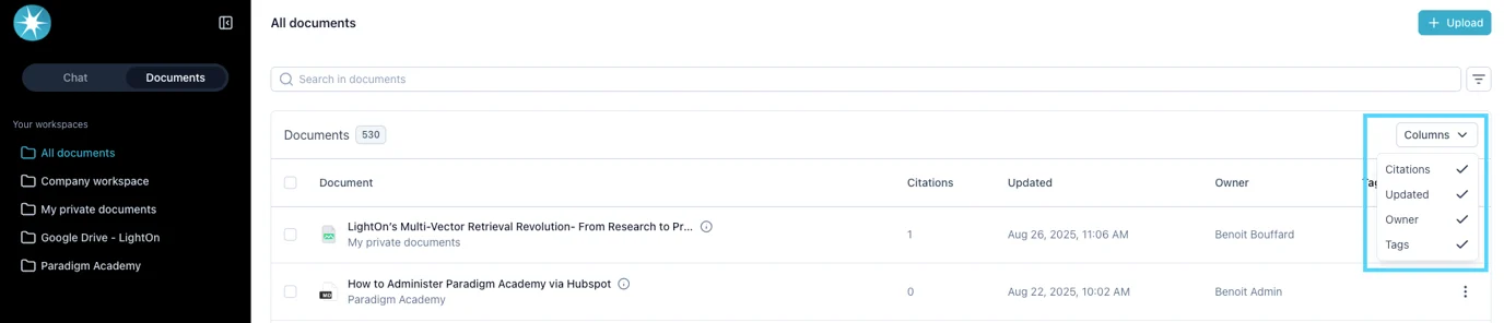 Customizing columns