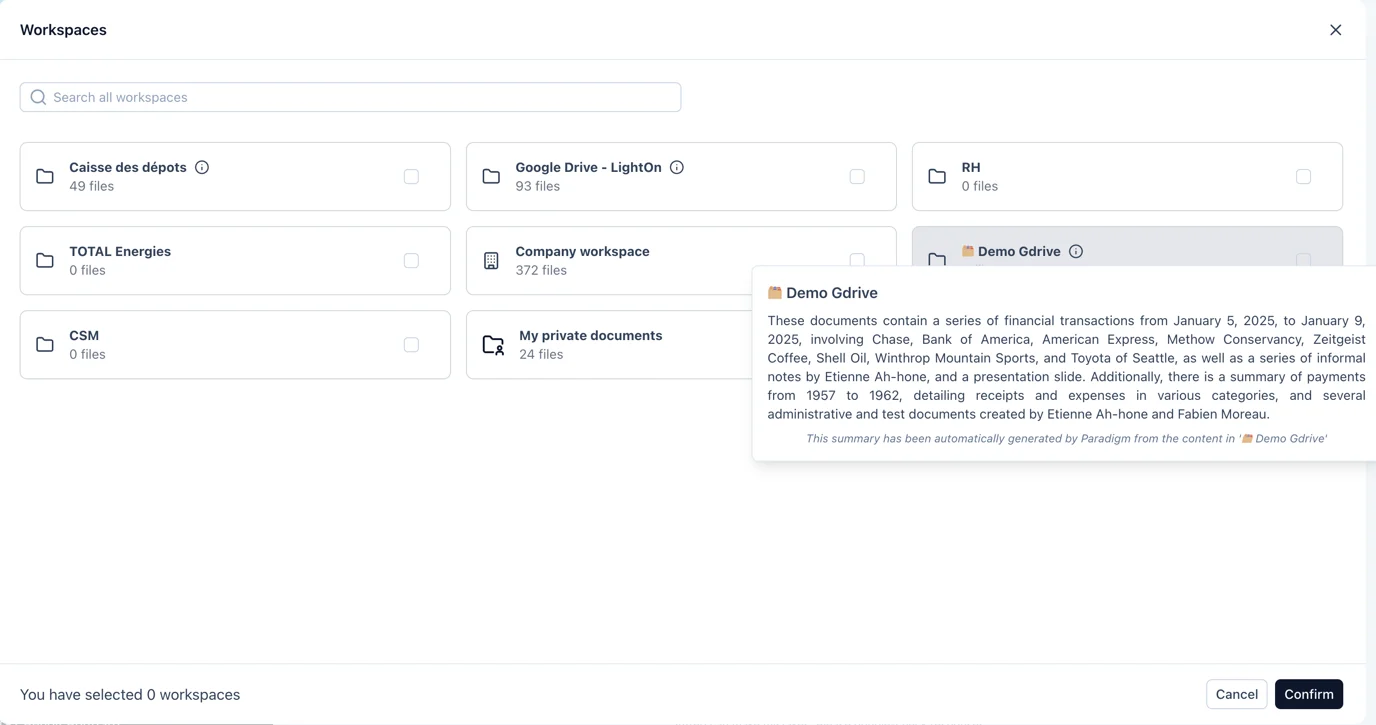 Workspace Summaries