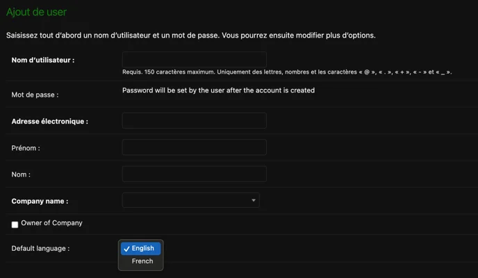 Default Language Setting