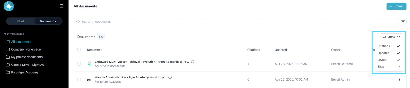 Customizing columns