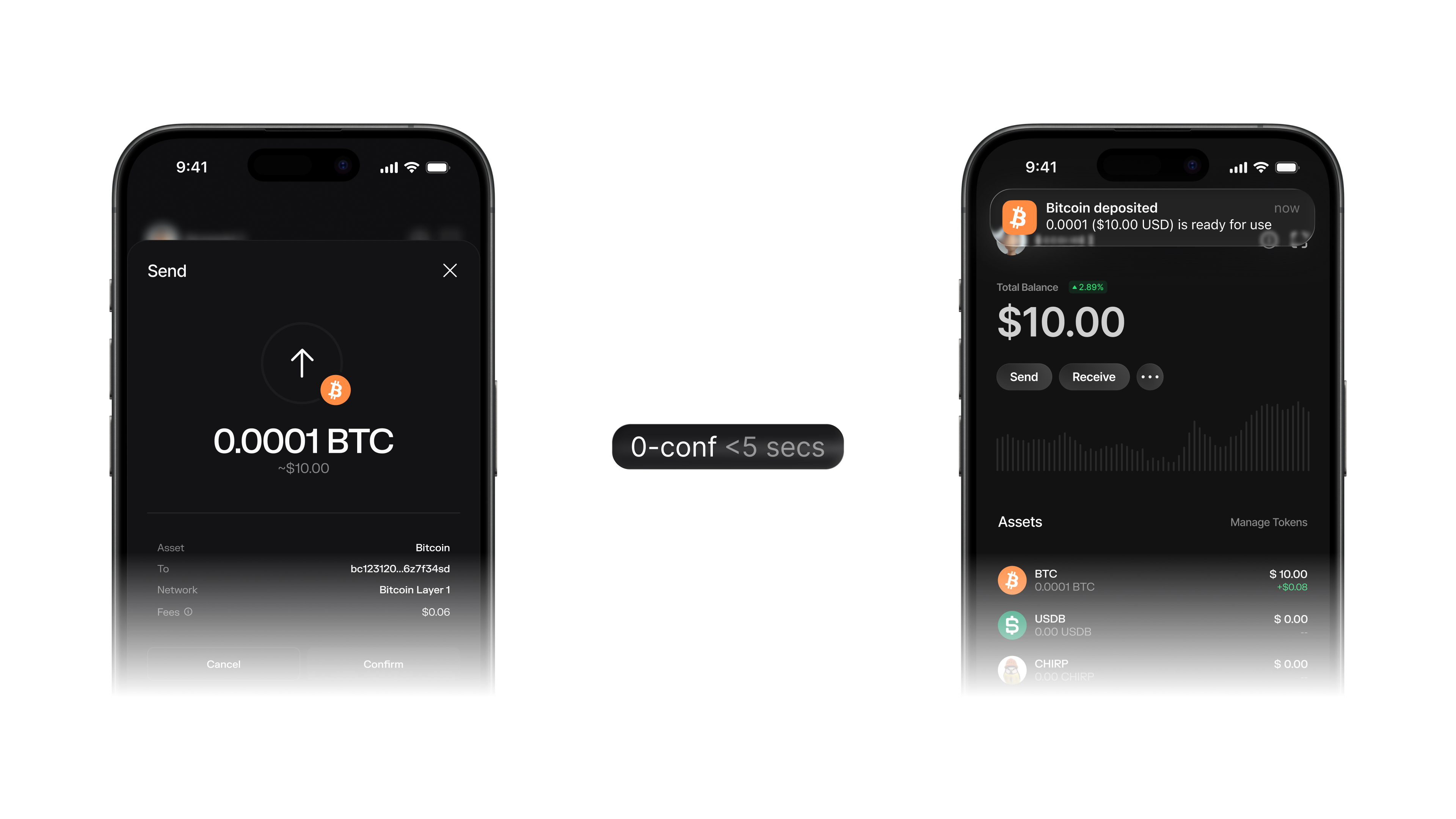 Instant Bitcoin deposits UI