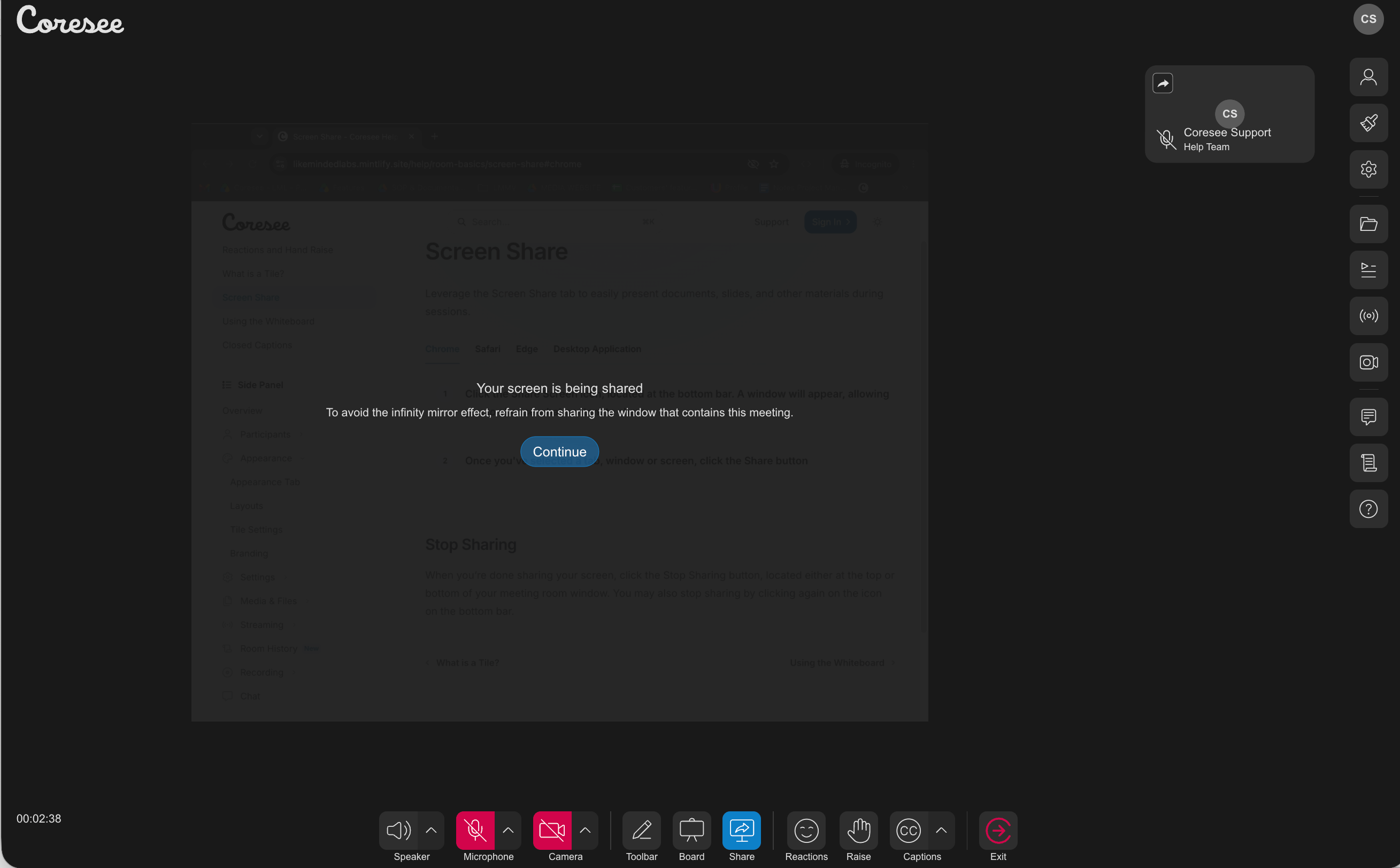 Screenshare Inroom