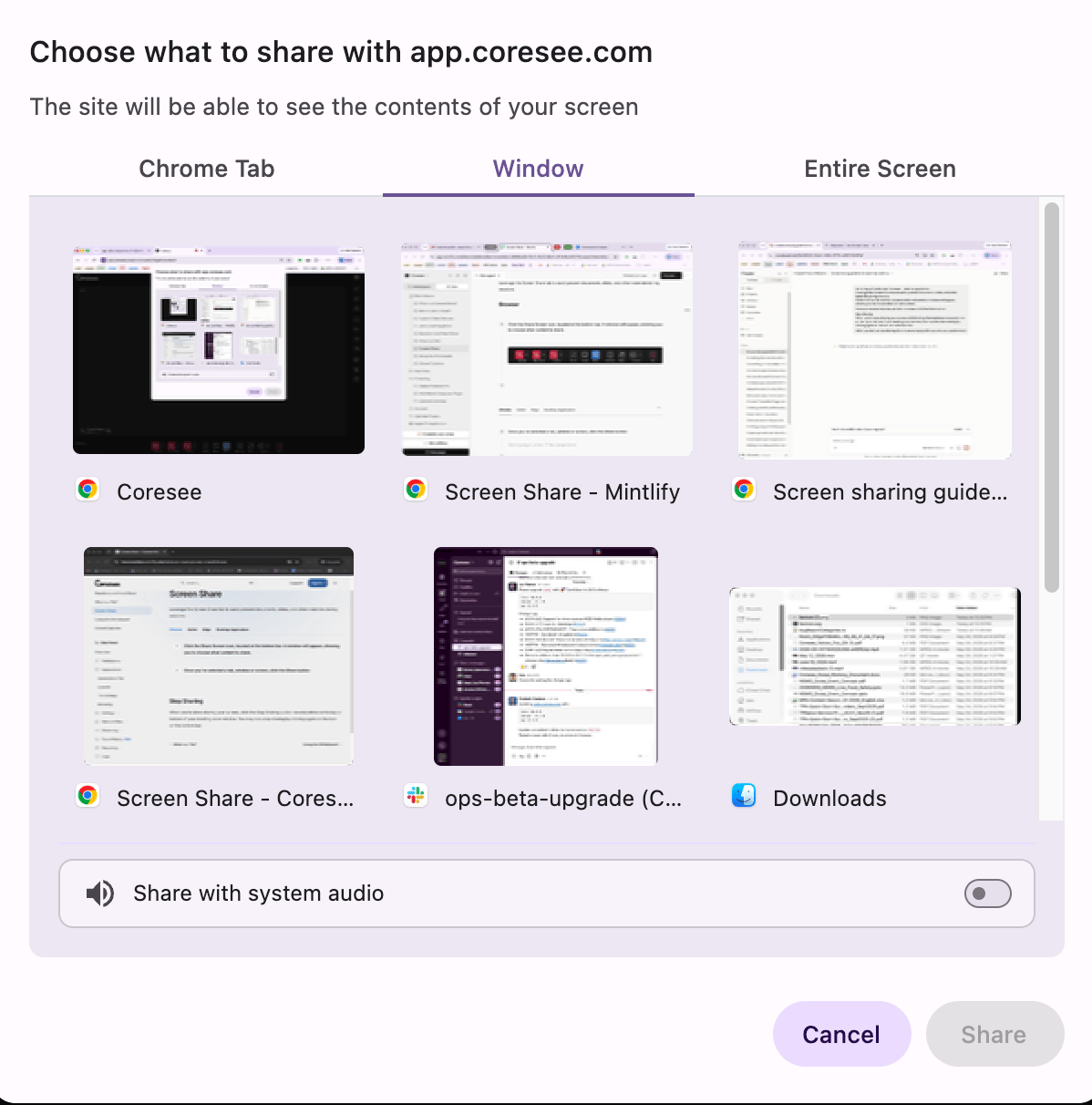 Sharescreen Chrome Popup Sharescreen Chrome Popup