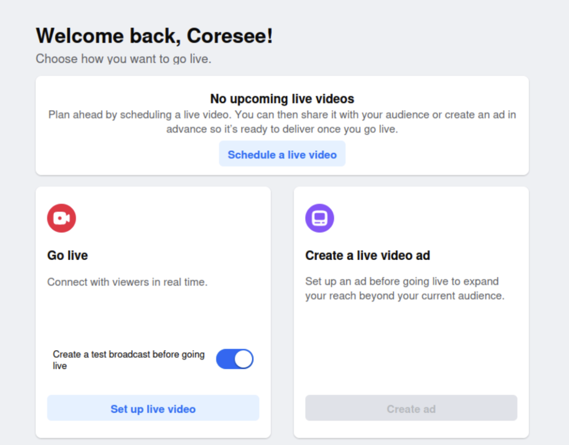 Facebook Setuplivevideo