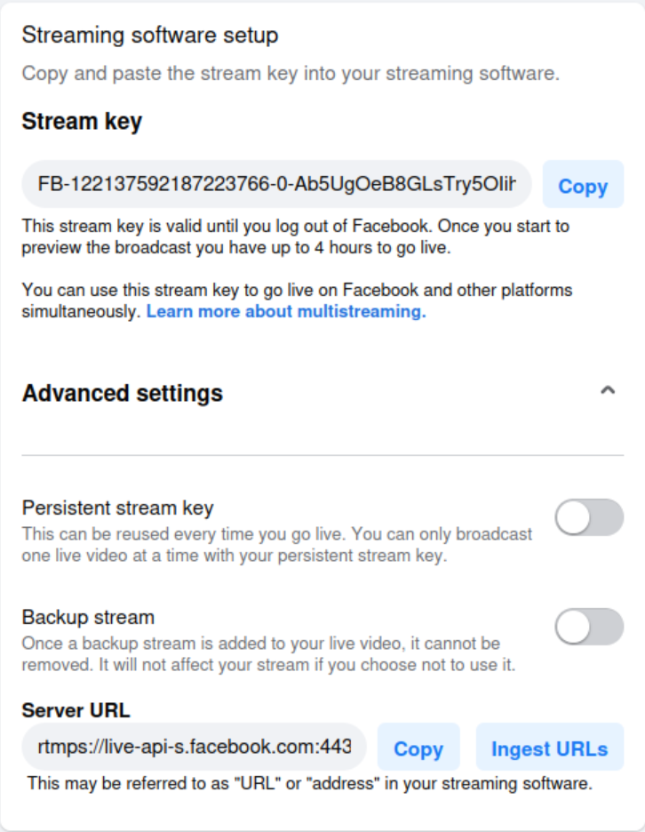 Facebook Streamkey