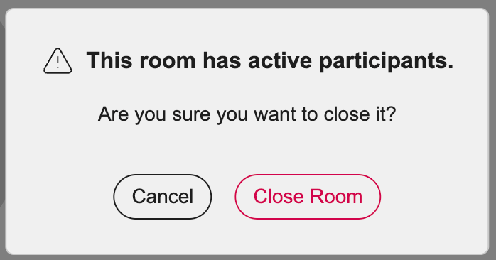 Close Room Confirmation Close Room Confirmation